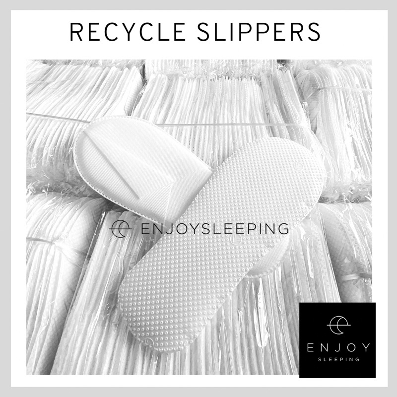 ( แพค 10 คู่ ) Disposable Hotel Slippers ย่อยสลายได้ ทำจากวัสดุรีไซเคิล รองเท้าใช้แล้วทิ้ง รองเท้าใส่ใน clinic slippers