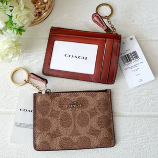 Coach 67162 Mini Skinny Id Case In Colorblock Signature Canvas กระเป๋าใส่บัตร ใส่เหรียญ ลายซี สีน้ำตาล