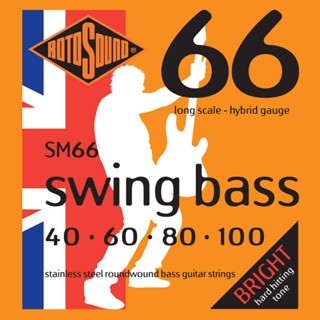 สายกีตาร์เบส Rotosound 4 สาย ขนาด 40/100 Swing Bass  รุ่น SM66 (Made in England)