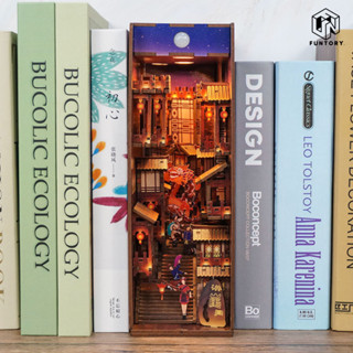 🐲พร้อมส่ง ENG.ver📚 Funtory ที่กั้นหนังสือ Lights in Chongqing Book Nook DIY ตัวต่อไม้ DIY Bookend เปิดไฟได้ Tonecheer