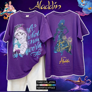 เสื้อยืดผ้าฟอก สีม่วง ลายAladdin