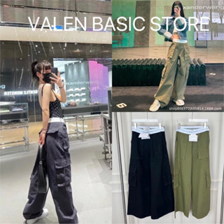 𝑁𝑒𝑤 𝐶𝑜𝑙𝑙𝑒𝑐𝑡𝑖𝑜𝑛 ✨✨  “AxW trousers”  กางเกงขายาวเอวสูงแต่งขอบยางตามแบรนด์ เนื้อผ้ากึ่งยีนส์ VALEN BASIC STORE