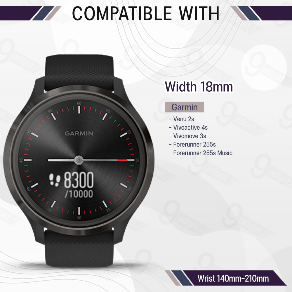 9Gadget - สายนาฬิกา 18 มม. Garmin Forerunner 255S / 255S Music Venu 2S Vivoactive 4S / GT5 / 5Pro 42mm Watch Strap 18mm