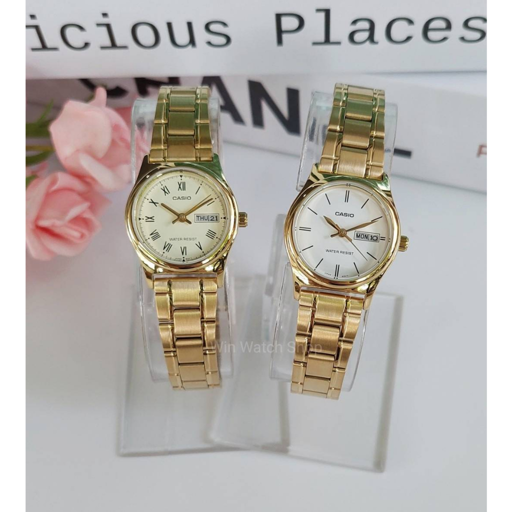 นาฬิกา Casioแท้ รุ่น LTP-V006G-9B และ LTP-V006G-7B นาฬิกาข้อมือผู้หญิง สายสเตนเลสสีทอง - ของแท้ 100% ประกันสินค้า 1 ปี