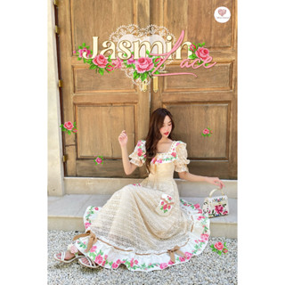 Jasmin Lace Dress เดรสลูกไม้ขาวสุดเรียบหรูมาแล้ววว พิมพ์ลายกุหลาบวินเทจเพิ่มความหวาน ละมุน ลุคนี้ใส่ง่าย ผู้ดี ออกงานได้