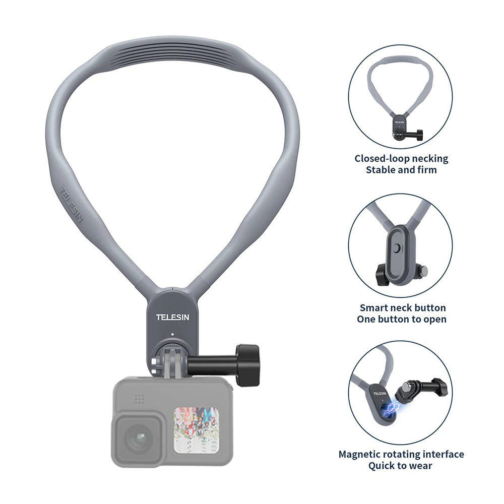 Telesin New U Shape Neck Holder Magnetic Mount คล้องคอ (Normal size and Max SIZE) for Action Camera