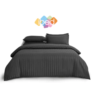 ibed ชุดผ้าปูที่นอนทอลายครบเซ็ท Softex Satin (ลายริ้ว) Charcoal - STRIPED COLLECTION