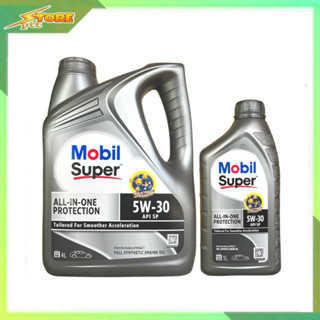 น้ำมันเครื่องเบนซิน Mobil Super 5W-30 4+1ลิตร สังเคราะห์แท้ 100%