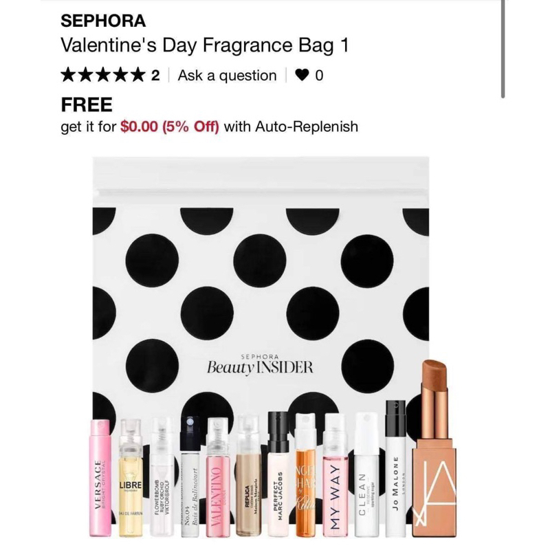 SEPHORA Valentine's Day Fragrance Bag   ได้น้ำหอมเทสเตอร์ทั้งหมด 11 กลิ่น 11 แบรนด์ (ไม่ซ้ำ) + ลิป n