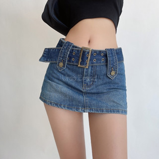 กระโปรงกางเกง ยีนส์ พร้อมเข็มขัดคาดเอว รุ่น Skirt Jeans With Belt