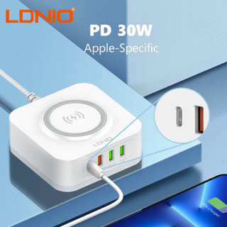 ที่ชาร์จไร้สาย LDNIO รุ่น AW004 ดีไซน์ใหม่ที่ชาร์จไร้สายมาพร้อม ช่องUSB QC3.0+Type-C PD รองรับการชาร์จเร็วสูงสุด 32W