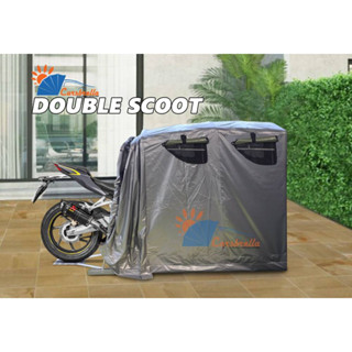 โรงจอดรถพับเก็บได้ CARSBRELLA รุ่น DOUBLE SCOOT สำหรับจอดรถมอเตอร์ไซค์ ผ้า ,UV หนา 0.5 mm ปกป้องฝน,น้ำ แรงลม, ฝุ่น