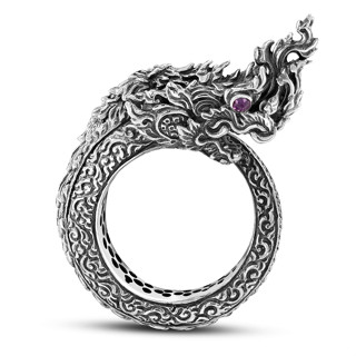 แหวนพญานาคพลอยแท้สีม่วง naga ring amethyst