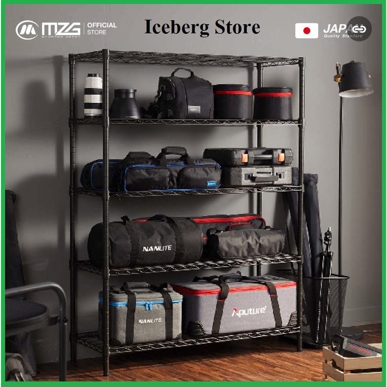 ชั้นวางของปรับระดับ 4-6 ชั้น ขนาด 80x40x180 cm. สีดำ Hammer Tone , Heavy Duty Grade, wire shelf 4-6 Tiers W014-8040 BH/R
