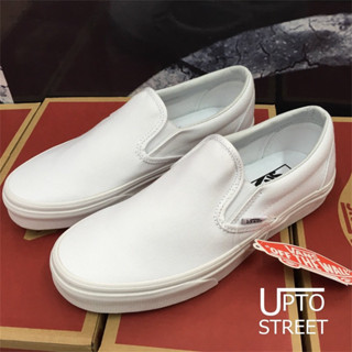 รองเท้าผ้าใบ Vans White🤍Classic Slip-On【พร้อมส่ง】ของแท้ 99%✔️