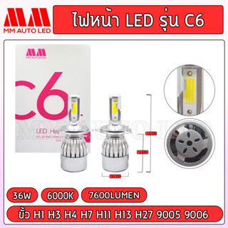 ไฟหน้าLED รุ่น C6+ (รับประกัน6เดือน 36W 6000K 7600LM)