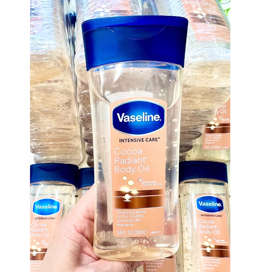 Vaseline Intensive Care Cocoa Radiant Body Oil 200 ml ผิวโกลว์ฉ่ำ นำเข้าจากอังกฤษ​ วาสลีน ออย