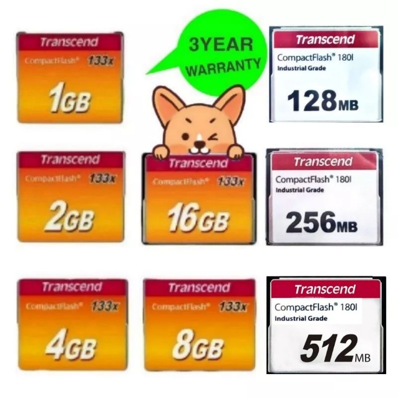 CF CARD(สำหรับเครื่องCNC)CompactFlash Transcend 128MB ,256MB ,512MB ,1GB ,2GB ,4GB ,8GB,16GB