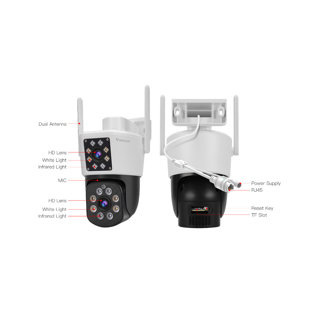 Vstarcam C662DR (เลนส์คู่) ความละเอียด 2.0 MP (1296P) กล้องวงจรปิดไร้สาย ภาพสี มีAI+ คนตรวจจับสัญญาณเตือน Outdoor Cam
