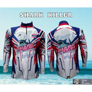 เสื้อตกปลา JK Thailand เสื้อกันยูวี ลาย SHARK KILLER ป้องกันรังสี UV 80% แห้งเร็ว