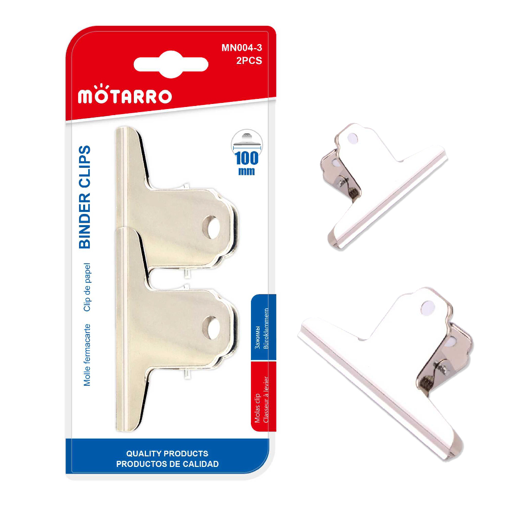 คลิปขาว คลิปขาวปากแบน สำหรับหนีบกระดาษ Motarro Binder Clips