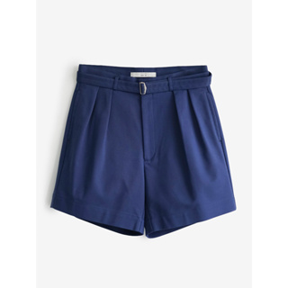 [JBB*] ROYAL BLUE COTTON BELTED SHORTS WITH DOUBLE PLEATS เจบีบี กางเกงขายาวผู้ชาย กางเกงขาสั้นสองจีบทรงหลวม