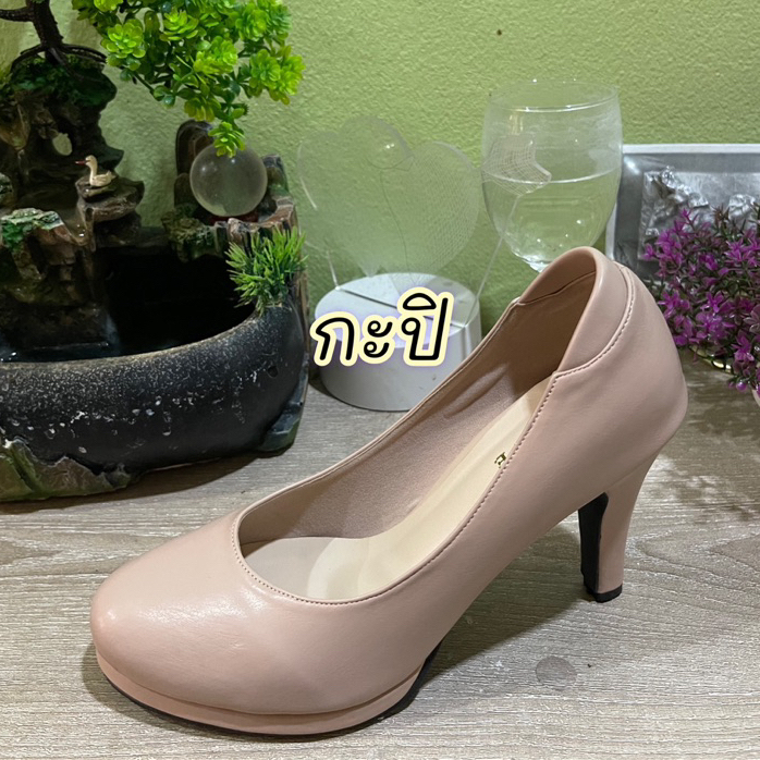 YA04 :(สินค้าในไทยพร้อมส่ง) เสริมหน้า 3.5นิ้ว ใส่สบาย หนังเรียบหน้ากว้าง