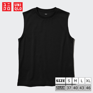 เสื้อยืดแขนกุด Uniqlo AIRism Cotton - 09 Black