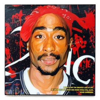 Tupac Shakur #2 ทูแพ็ก ชาเคอร์ แร็พเปอร์ 2Pac Rapper Hip hop รูปภาพ​ติดผนัง pop art ฮิปฮอป กรอบรูป แต่งบ้าน ของขวัญ