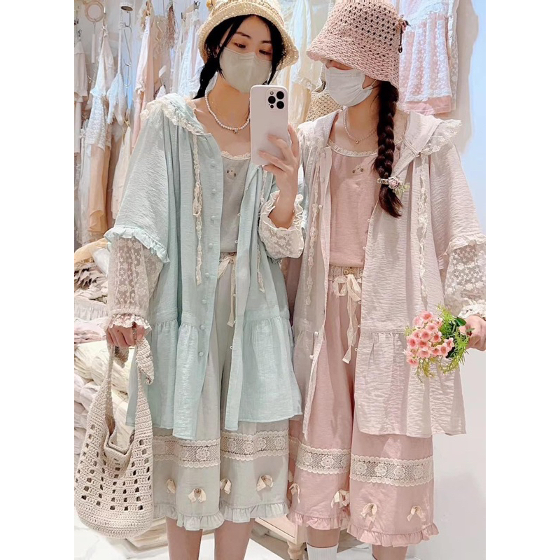 🍁 พร้อมส่ง 🍁 เสื้อคลุมผ้าฝ้าย Muye ต่อลูกไม้ น่ารักๆ 🥰