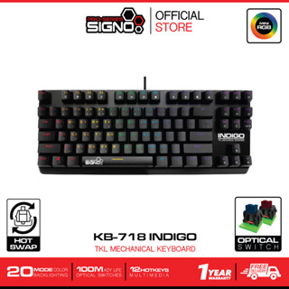 SIGNO TKL Mini RGB Mechanical Gaming Keyboard INDIGO รุ่น KB-718 (เกมส์มิ่ง คีย์บอร์ด)