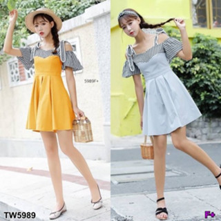 CS5989 เดรสผูกไหล่ shoulder tie dress