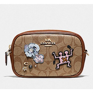 แท้ มือหนึ่ง ตำหนิเบา COACH KEITH HARING CONVERTIBLE BELT BAG IN SIGNATURE CANVAS WITH PATCHES (COACH F55644)