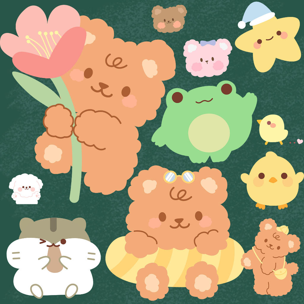 ตัวรีดติดเสื้อหมีน้อยขนฟูสีน้ำตาล 4289 Set.C  ตัวรีดติดเสื้อรีดง่ายแผ่นฟิลม์รีดร้อน