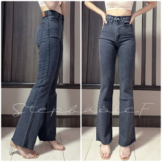 👖 Oops Jeans 👍🏻 กางเกงยีนส์ยืด ขาม้า สีดำฟอก  แต่งกระดุม 2 เม็ด เอวสูงปี้ด ผ้ายืดกระชับทรงสวยเป๊ะมาก