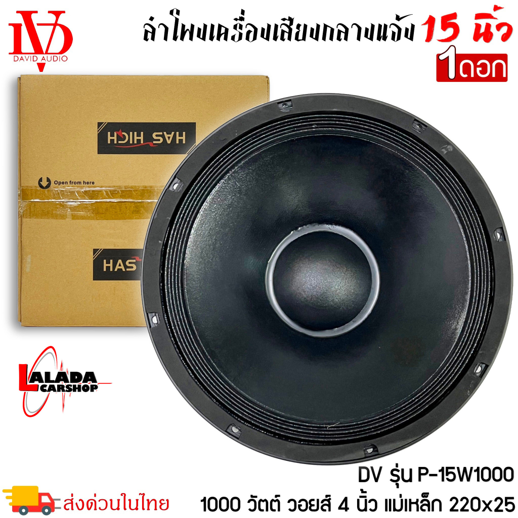 ลำโพงบ้านกลางแจ้ง 15นิ้ว อะไหล่ดอกลำโพง PA ยี่ห้อ DV DAVID AUDIO รุ่น P-15W1000 กำลังขับ 1000วัตต์ 8