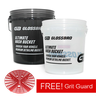 แถมฟรี! Grit Guard สีแดง GLOSSBRO Supreme transparent wash Bucket 18L, ถังน้ำล้างรถพรีเมี่ยม (แบบใส) 18ลิตร