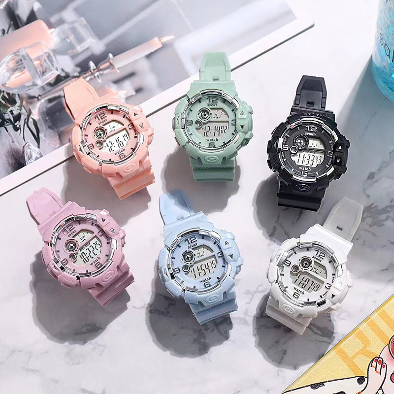 [จัดส่งจากกทม] นาฬิกา สายซิลิโคน หน้าปัดหลายสี นาฬิกาดิจิดอล สวมใส่สบาย คุณภาพสูง