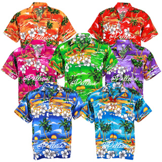 7สี 6ไซส์ M-4XL เสื้อเชิ้ตฮาวายลายวิวทะเล เสื้อลายดอก Hawaiian Shirt Aloha HW264