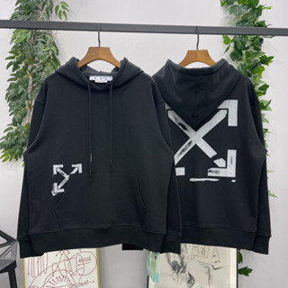 OFF WHITE spray-painted arrow style hooded sweater