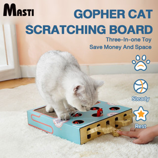 MASTI ใหม่ ของเล่นตีตุ่น ของเล่นแมว กระดานขูดแมวลูกฟูก หยอกล้อของเล่นแมว ของเล่น 3-in-1 กระดานขูดแมว ลูกบอลลับเล็บแมว LI0599