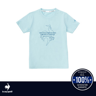 le coq sportif เสื้อเทรนนิ่ง ออกกำลังกาย ผู้หญิง สีฟ้า (T-shirt, เสื้อยืด, เสื้อออกกำลังกาย, lecoq, เลอค็อก)