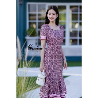 ราคาถูกที่สุด!! Caviar 1265 DRESS คอเหลี่ยม แขนตุ้กตา พลางหุ่นขั้นสุด