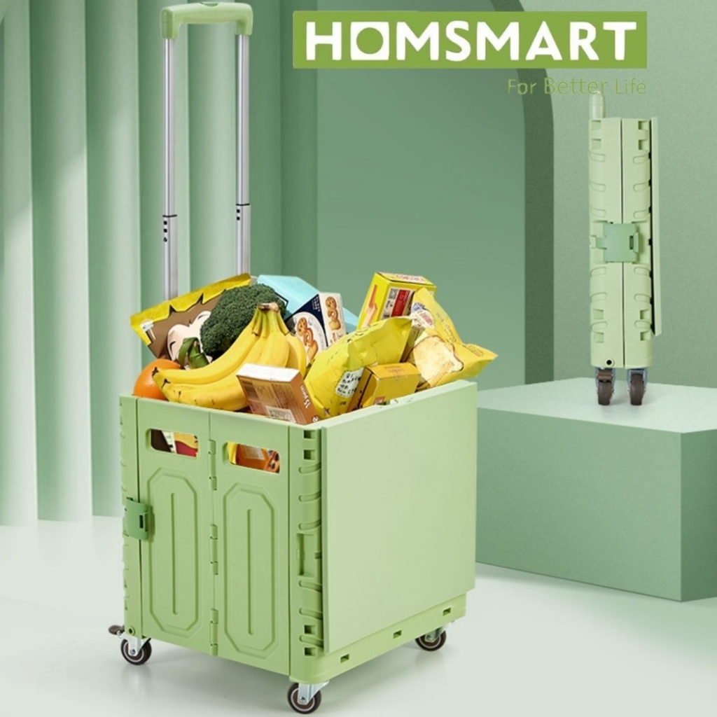 Homsmart 💕รุ่น WS-19💕ล้อใหญ่ หนา แข็งแรงขึ้น รถเข็นพับได้ ช้อปปิ้ง พับได้ หมุน 360 องศา