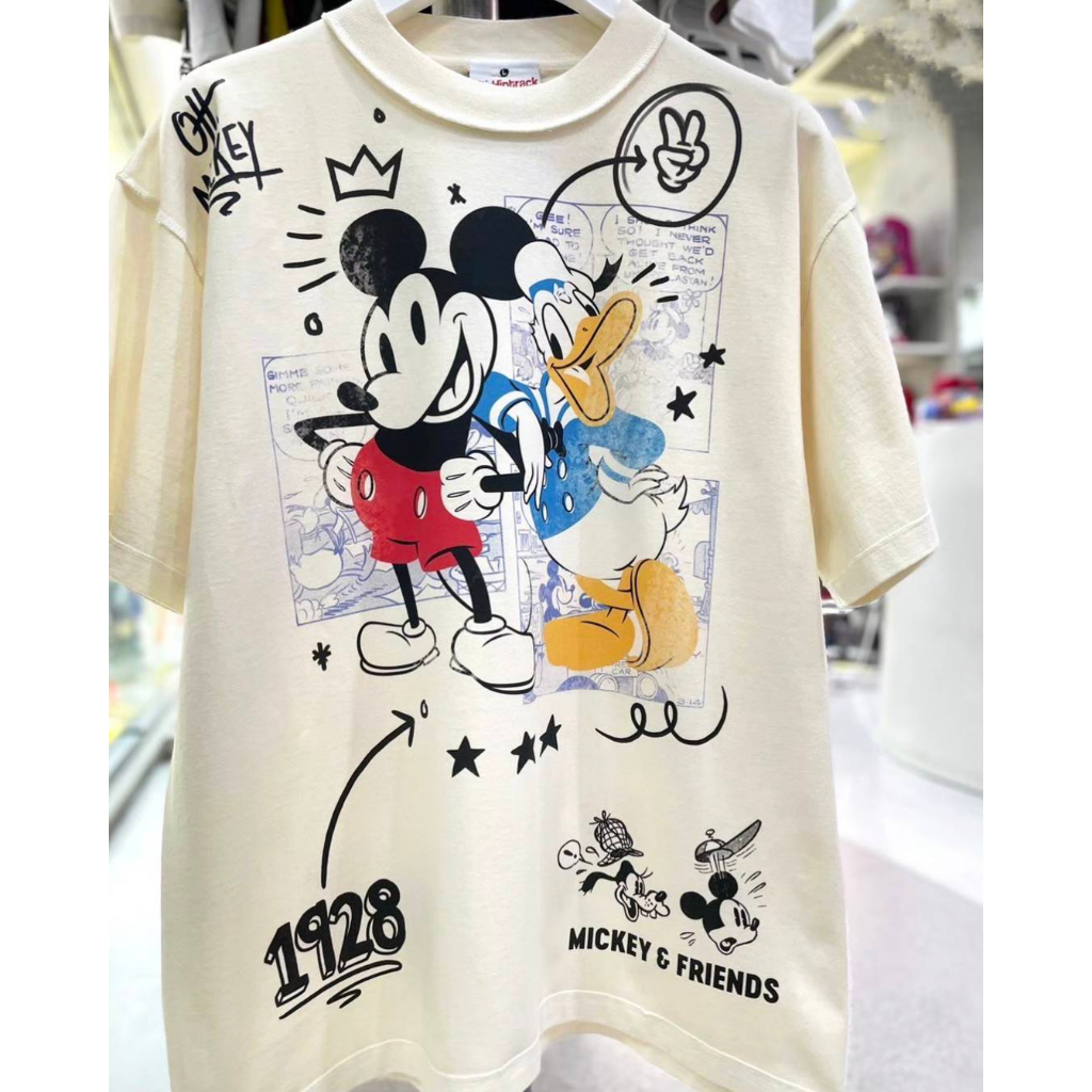 Power 7 Shop เสื้อยืดการ์ตูน ลาย MICKEY MOUSE ลิขสิทธ์แท้ DISNEY งานวินเทจ เย็บกลับตะเข็บ ฟอกเฟด-สีขาว (MPX-006) — صورة 3
