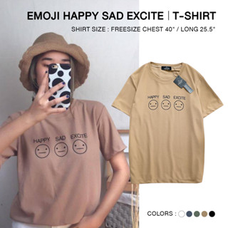 👕𝙇𝙞𝙥𝙩𝙪𝙣 𝙎𝙝𝙤𝙥 เสื้อยืดแขนสั้น Emoji อิโมจิ 😐HAPPY 😐SAD 😐EXCITE  ใส่ได้ทุกอารมณ์🌲 มินิมอล เนื้อผ้าโปโล ฟรีไซส์ พร้อมส่ง