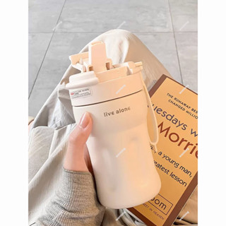 【รุ่นใหม่】แก้วกาแฟ พร้อมหลอด 400ml แก้วเก็บความเย็น เก็บเย็น-ร้อนได้นาน