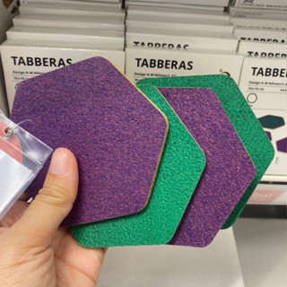 TABBERAS ที่รองแก้ว ไม้ก๊อก cork/green/lilac, 10x10 cm by IKEA