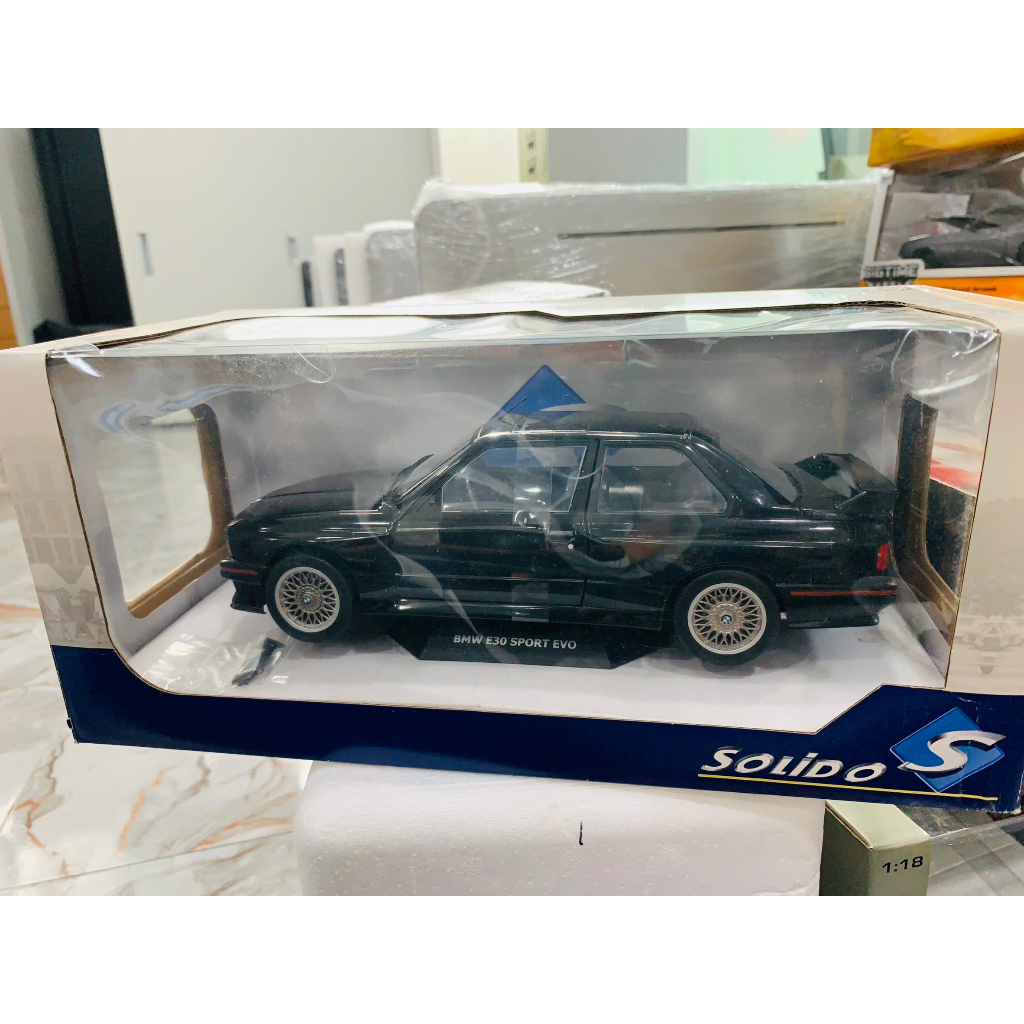 1990 BMW E30 Sport EVO Black 1/18 Diecast Model Car by Solido S1801501
