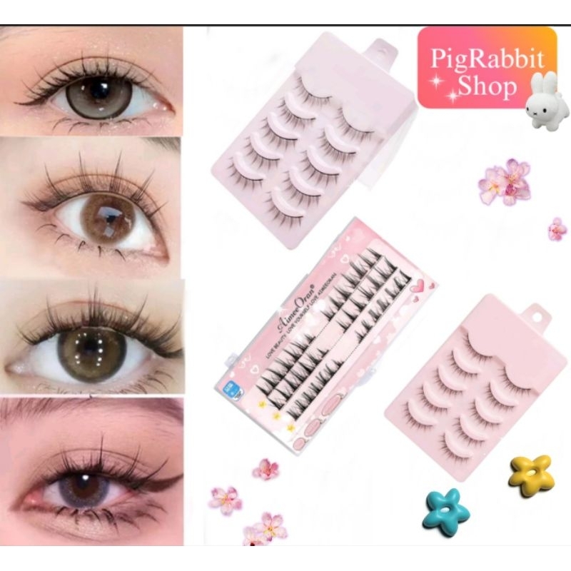 ✨PigRabbitShop ร้านไทย ✨ ขนตาปลอม 3D 5 คู่ ❌ไม่มีกาว❌ ขนตาปลอมธรรมชาติ ขนตาปลอมแบบเป็นช่อ ขนตา ให้ตาคม กลมโตสวยธรรมชาติ